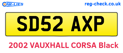 SD52AXP are the vehicle registration plates.