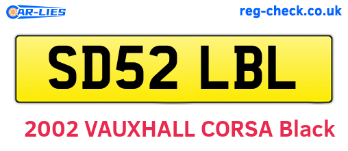 SD52LBL are the vehicle registration plates.