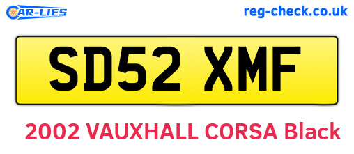 SD52XMF are the vehicle registration plates.