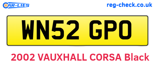WN52GPO are the vehicle registration plates.