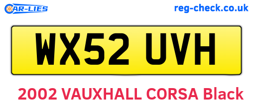 WX52UVH are the vehicle registration plates.