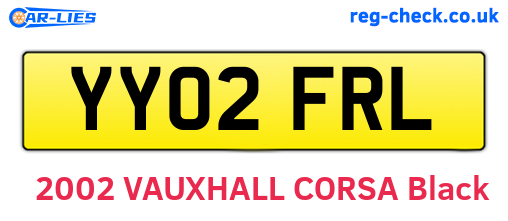 YY02FRL are the vehicle registration plates.