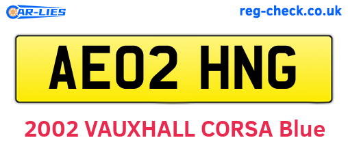 AE02HNG are the vehicle registration plates.
