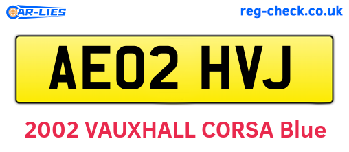 AE02HVJ are the vehicle registration plates.