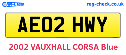 AE02HWY are the vehicle registration plates.