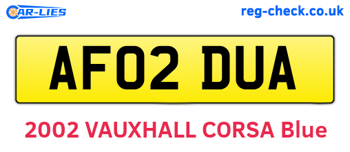 AF02DUA are the vehicle registration plates.