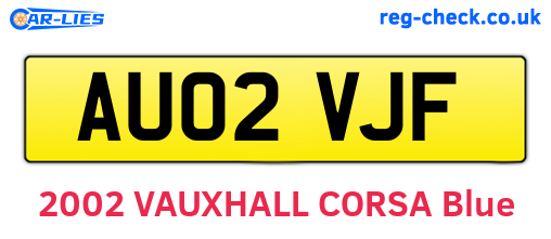 AU02VJF are the vehicle registration plates.