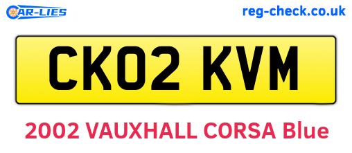 CK02KVM are the vehicle registration plates.
