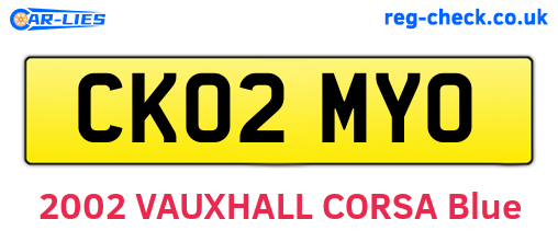 CK02MYO are the vehicle registration plates.