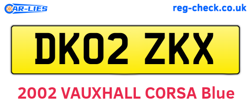 DK02ZKX are the vehicle registration plates.