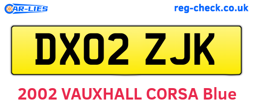 DX02ZJK are the vehicle registration plates.