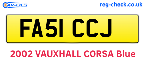 FA51CCJ are the vehicle registration plates.