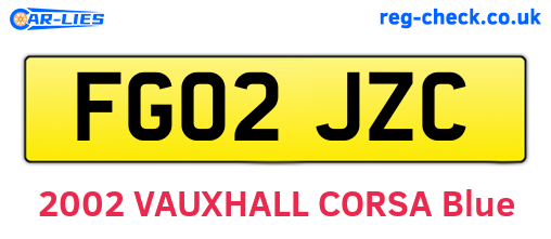 FG02JZC are the vehicle registration plates.