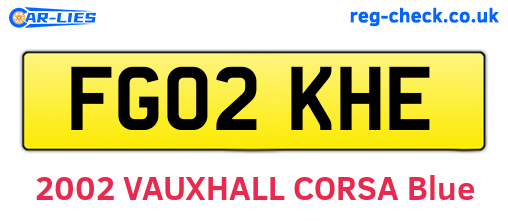 FG02KHE are the vehicle registration plates.