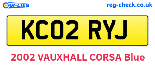 KC02RYJ are the vehicle registration plates.