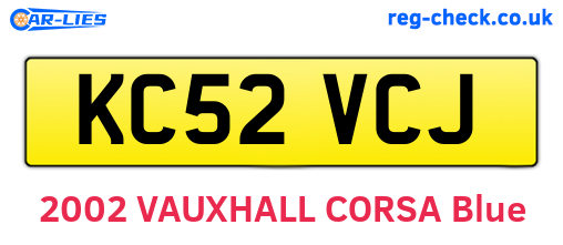 KC52VCJ are the vehicle registration plates.