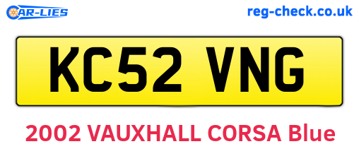 KC52VNG are the vehicle registration plates.