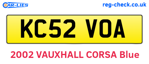 KC52VOA are the vehicle registration plates.