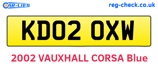 KD02OXW are the vehicle registration plates.