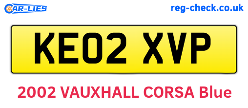 KE02XVP are the vehicle registration plates.