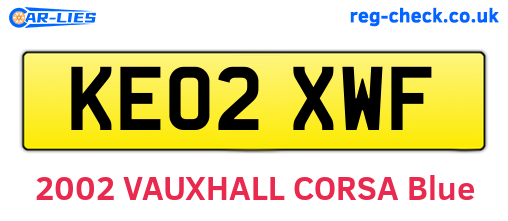 KE02XWF are the vehicle registration plates.