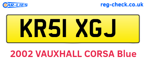 KR51XGJ are the vehicle registration plates.
