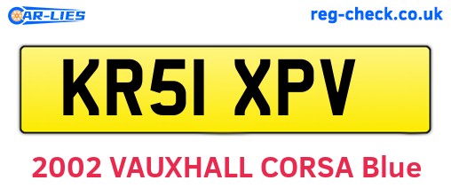 KR51XPV are the vehicle registration plates.