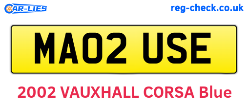 MA02USE are the vehicle registration plates.