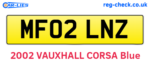 MF02LNZ are the vehicle registration plates.