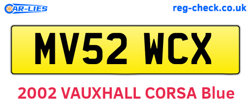 MV52WCX are the vehicle registration plates.