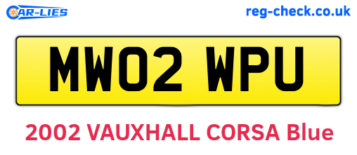 MW02WPU are the vehicle registration plates.