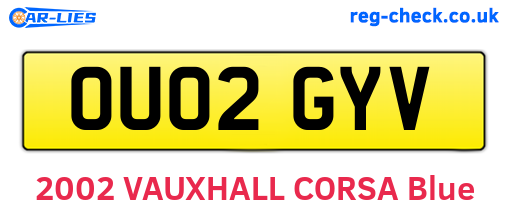 OU02GYV are the vehicle registration plates.