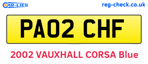 PA02CHF are the vehicle registration plates.