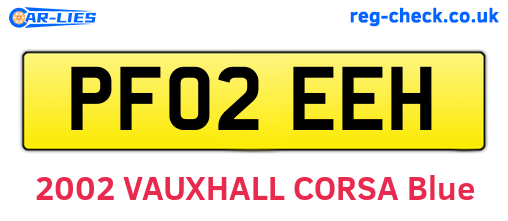 PF02EEH are the vehicle registration plates.