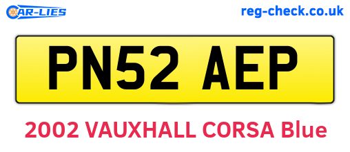 PN52AEP are the vehicle registration plates.