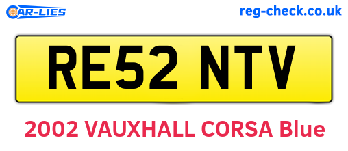 RE52NTV are the vehicle registration plates.