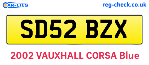 SD52BZX are the vehicle registration plates.