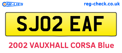 SJ02EAF are the vehicle registration plates.