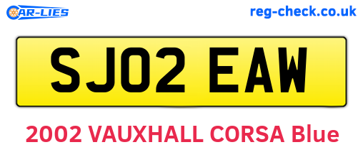 SJ02EAW are the vehicle registration plates.