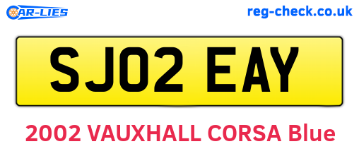 SJ02EAY are the vehicle registration plates.