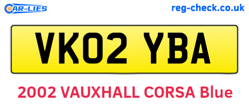 VK02YBA are the vehicle registration plates.