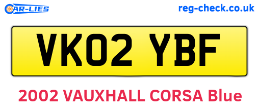 VK02YBF are the vehicle registration plates.