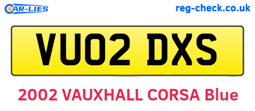 VU02DXS are the vehicle registration plates.