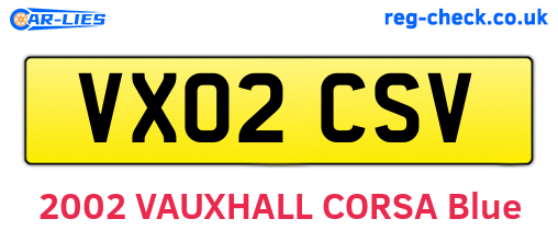 VX02CSV are the vehicle registration plates.