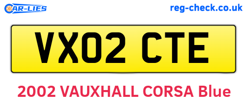 VX02CTE are the vehicle registration plates.