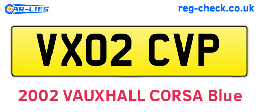 VX02CVP are the vehicle registration plates.