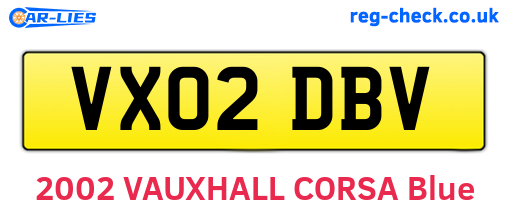 VX02DBV are the vehicle registration plates.