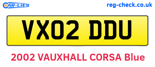 VX02DDU are the vehicle registration plates.