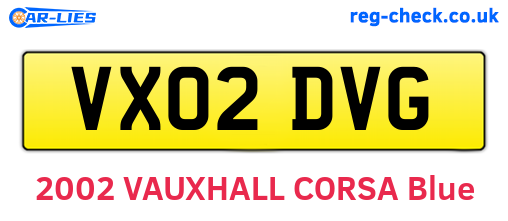VX02DVG are the vehicle registration plates.
