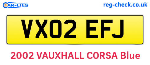 VX02EFJ are the vehicle registration plates.